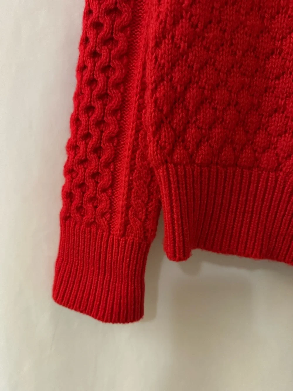 J. CREW Red Cable Knit Wool Blend Sweater Size M